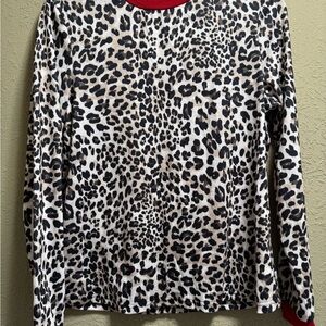 SHEIN Leopard Print Sweatshirt with Red Collar